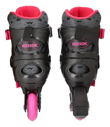 Rollers Patin Extensibles 3 En 1 Kossok Onyx + Protecciones M 33-37 7 Cm Negro Fucsia 950