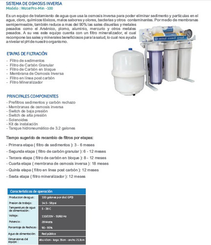 Sistema De Purificación De Agua X Ósmosis Inversa (6 Etapas)