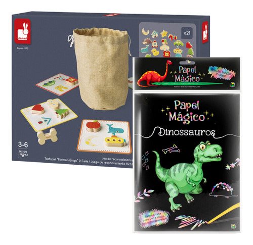 Kit Jogo Da Memória Sensorial + Papel Mágico Dino P/ Colorir