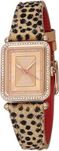 Reloj Mujer Fossil Correa De Piel Animal Print 28 Mm Es4684 Color del bisel Rosa dorado Color del fondo Rosa dorado