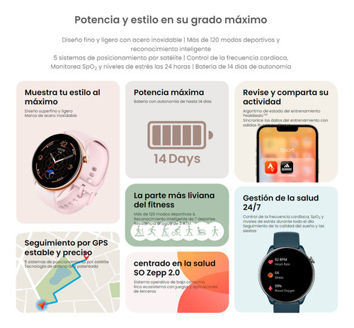 Reloj Inteligente Amazfit Gtr Mini Smartwatch 1.28´´ Gps Color De La Caja Negro Color De La Malla Negro