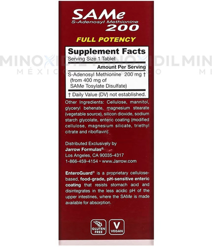 Arrow Formulas Same (tosilato De Disulfato) 200 Mg, Sensible Al Ph, Recubrimiento Enteroguard, Potencia Completa, Concentración Más Alta De Forma S,s Activa, Contiene 60 Tabletas.