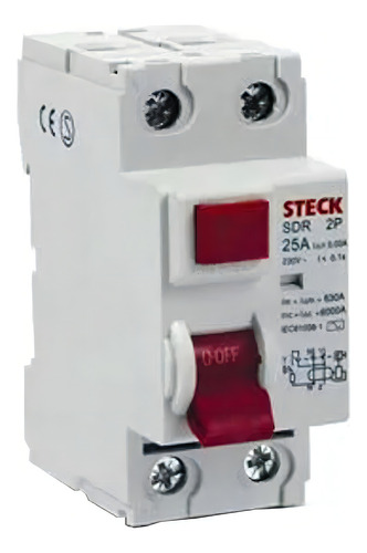 Interruptor Diferencial Dr 2p 25a 30ma Ip20 Sdr22530 Steck
