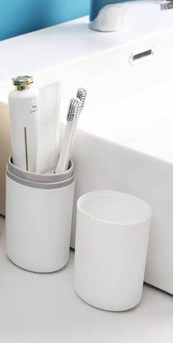 Estuche De Viaje Porta Cepillo Diente Plástico /vaso/ Blanco