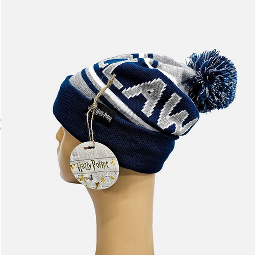 Gorro Lana Pompón Harry Potter Ravenclaw Gris Y Azul M Estampado