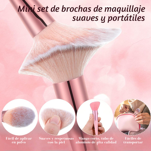 13 Piezas Brochas Maquillaje Y 3 Esponja Para Maquillaje Rosa 16psc Kit De Brochas Maquillaje Profesional Brocha Vibradora