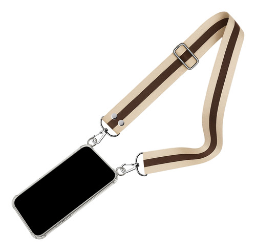 Para Todos Los Iphone 13 Correa Colgante + Funda Reforzada Beige Marron Beige Iphone 13 Pro Max