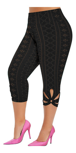 Leggings Z Para Mujer, Talla Grande, Lisos, Huecos, Cintura