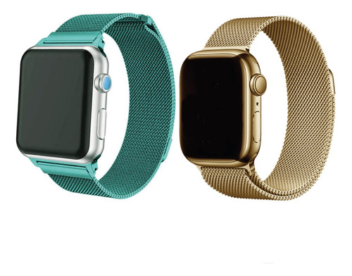 Correas Compatible Apple Iwatch Milanesa 42 44 45 49 Pack X2