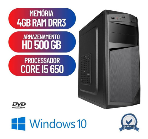 Imagem 1 de 8 de Cpu Pc Desktop I5 4gb Ram Hd 500 Windows 10