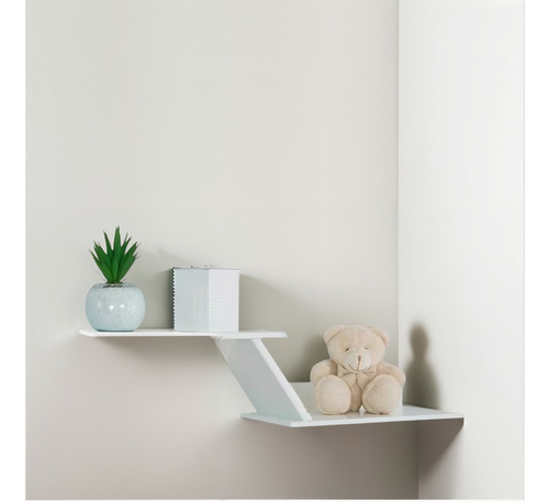 Prateleira Zig Zag 72cm Em Mdf Quarto De Bebê - Branco