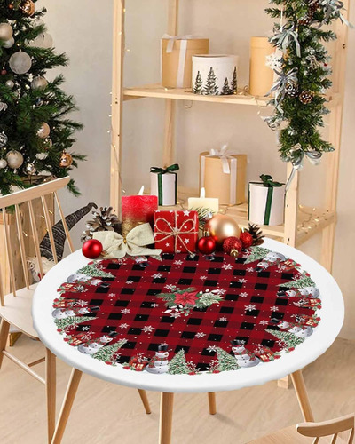 Mantel Redondo Ajustable De Muñeco De Nieve De Navidad Para
