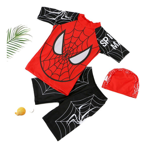  Conjunto De 3 Piezas De Traje De Baño Spiderman Para Niños