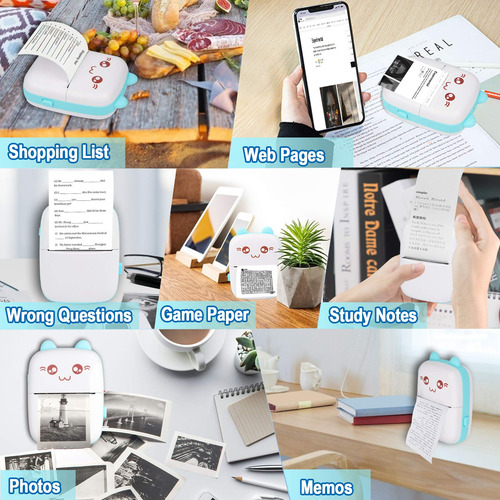 Impresora Portátil Eschen Mini Pocket Bluetooth Termal Azul