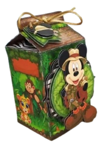 25 Cajitas Milk Box Grandes  En 3d De Mickey Safari 