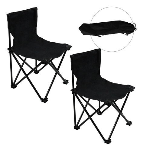 2 Sillas Plegables De Camping Playa Outdoors Grandes 60x45cm