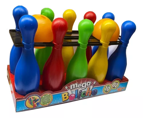 Jogo Mega Boliche Infantil no Suporte Com 10 Pinos e 2 Bolas - Toyer