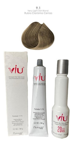 Viu Tinte 90g + Peróxido 20 Vol 135ml Tono 9.1 rubio clarísimo cenizo