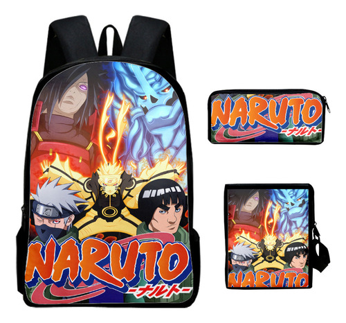 Conjunto De Mochila Naruto De 3 Peças Com Impressão 3d, Moch