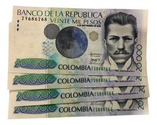 4 Consecutivos De 20.000 Pesos Colombianos 2 Septiembre 2008