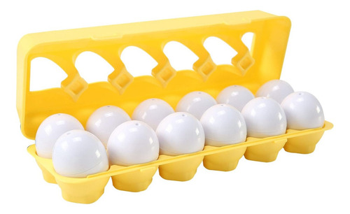Set De Encastre Huevera Didáctica De Estimulación 12 Huevos Color Blanco