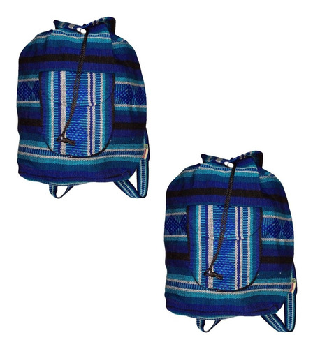 Mochila Artesanal Hecha A Mano, Mxeda-002, 2 Pzas, 10kg, Azu