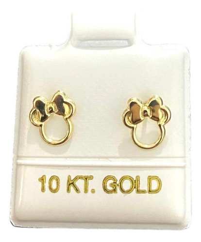 Arete Minnie Mouse Oro 10 Kilates Disney Broquel Niña Mujer 