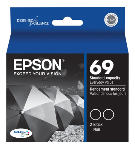 Epson 69 Durabrite Ultra Tinta Negra Paquete De 2 Para