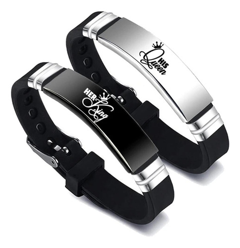 Pulsera De Silicona Ajustable Acero Inoxidable Para Pareja