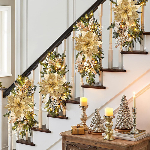 Dc 10 Peças De Flor De Árvore De Natal Com Glitter