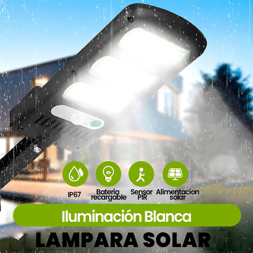 Lámpara Solar Led Exterior Linterna Para Jardín, Pared Negro