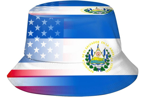 Sombrero Pescador Con Bandera El Salvador Estados Unidos, Al