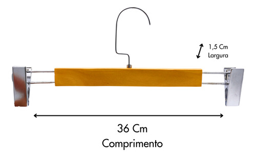 10 Cabides De Madeira Reto Presilha Prata Luxo Marfim F22-1