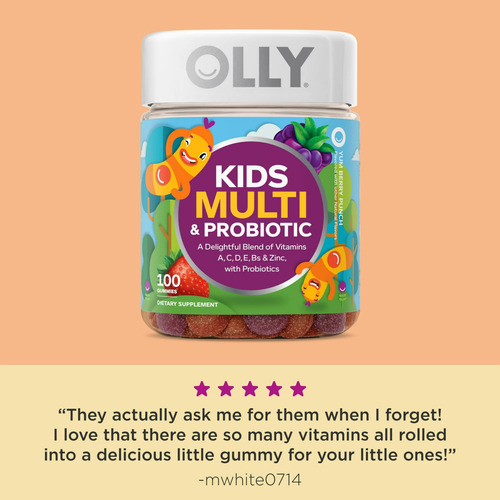 Olly Kids Multivitamínico & Probioticos Con 100 Gomitas Yum Berry