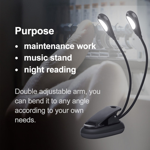 Lámpara Led Doble Brazo Ajustable Para Atril O Lectura