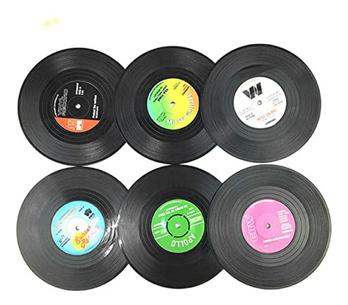 Posavasos Divertidos De Disco De Vinilo Retro, Set De 6