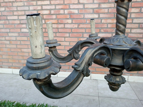 Araña De 6 Luces Estilo Renacimiento Italiano En Madera (Usado)
