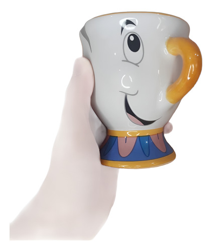 Taza 3d Chip De Cerámica - La Bella Y La Bestia 350 Ml Blanco Chip