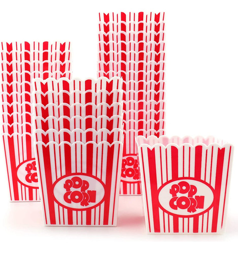 Cajas Para Palomitas De Maíz Tebery, Plástico, A Rayas, X30