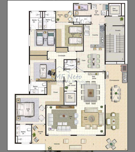 Imagem 2 de 21 de Apto Novo 1 Por Andar 4 Suítes Salas Varanda Gourmet 4 Vagas - V10132072