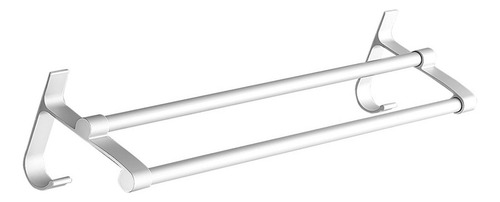Toallero De Aluminio Con Barra Doble, Color Blanco Plateado,