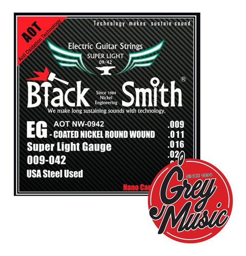 Encordado Black Smith Anw-0942 De Electrica Coated Nick 0942