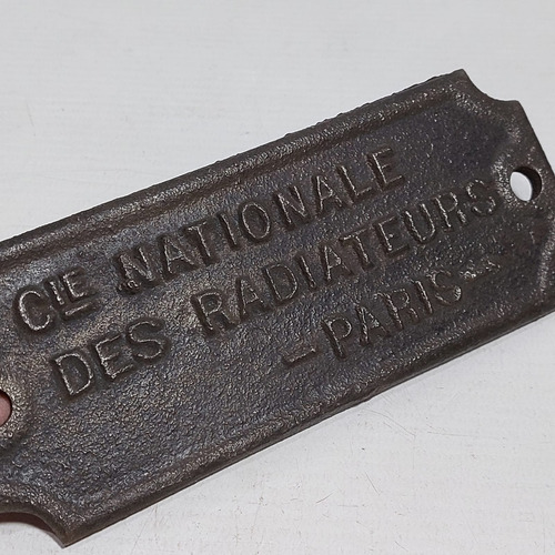 Antigua Placa Cia Nacional Radiadores Francia Mag 63107 (Usado)