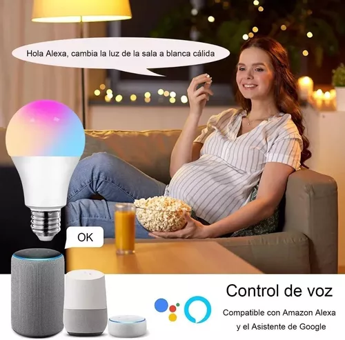 Lampara Bombilla Foco Inteligente Compatible Con Google Siri Alexa Cambia  Color