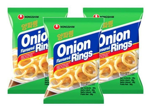 Kit 3 Salgadinho Coreano Cebola Onion Flavored Rings 50g