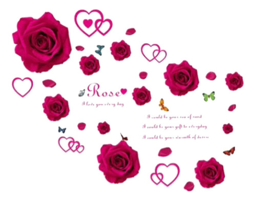 Hermosa Calcomanía De Pared, Calcomanías De Rosas Rojas