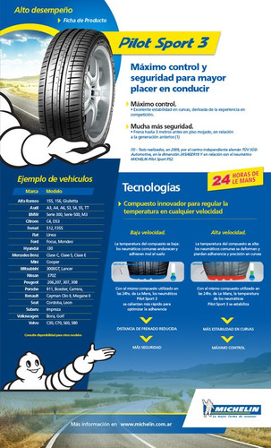 Neumático 205/50-16 Michelin Pilot Sport 3 87v