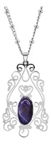 Comprar Collar Color Plata Dije Flor Bohemia Piedra Amatista Mujer