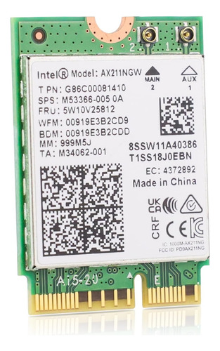 Placa De Red M.2 Key E Intel Ax211ngw Wifi 6e Bluetooth 5.3