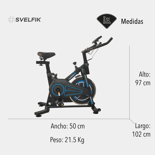 Imagen 2 de 7 de Bicicleta De Spinning 6kg Azul Lite Ms